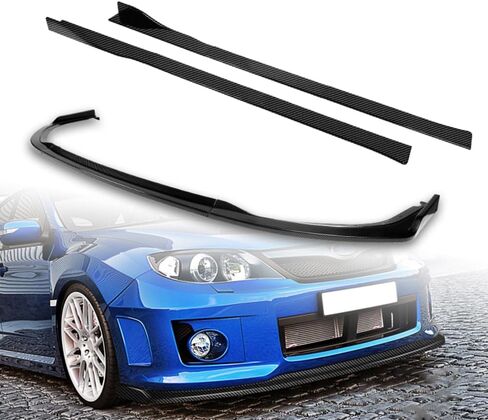 Q1-TECH, 9-Piece Front Bumper Lip & Side Skirt Extensions Diffuser Compatible with 2011 2012 2013 2014 Subaru Impreza WRX STI, Front Lip Spoiler Air Chin Body Splitter ABS (Matt Black) in Saudi Arabia