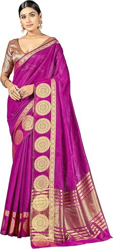 Elina fashion Sarees For Women Indian Bollywood Diwali Cotton Art Silk Saree Woven Sari & Unstitched Blouse in Saudi Arabia