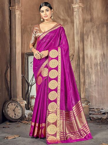 Elina fashion Sarees For Women Indian Bollywood Diwali Cotton Art Silk Saree Woven Sari & Unstitched Blouse in Saudi Arabia