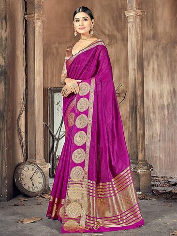 Elina fashion Sarees For Women Indian Bollywood Diwali Cotton Art Silk Saree Woven Sari & Unstitched Blouse in Saudi Arabia