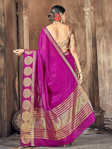 Elina fashion Sarees For Women Indian Bollywood Diwali Cotton Art Silk Saree Woven Sari & Unstitched Blouse in Saudi Arabia