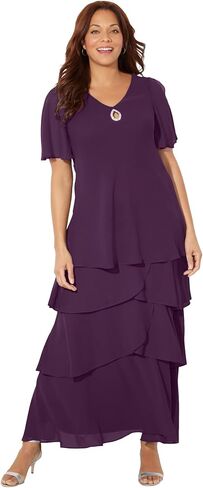 Catherines Women's Plus Size Tiered Chiffon Maxi Dress in Saudi Arabia