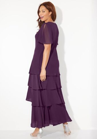 Catherines Women's Plus Size Tiered Chiffon Maxi Dress in Saudi Arabia