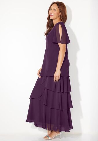 Catherines Women's Plus Size Tiered Chiffon Maxi Dress in Saudi Arabia