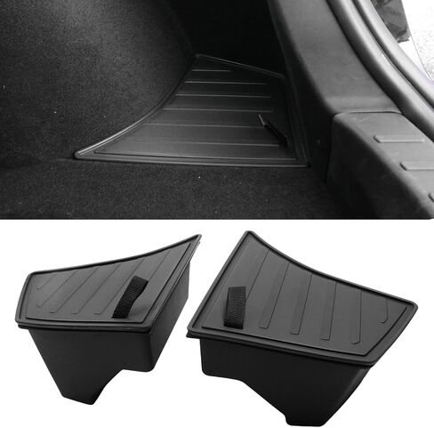 IKON MOTORSPORTS TPE Rear Trunk Side Storage Box, Compatible with 2024-2025 Tesla Model 3 Highland, 1PC Waterproof Right Left RH LH Trunk Organizer Bins Interior Accessories, Black in Saudi Arabia