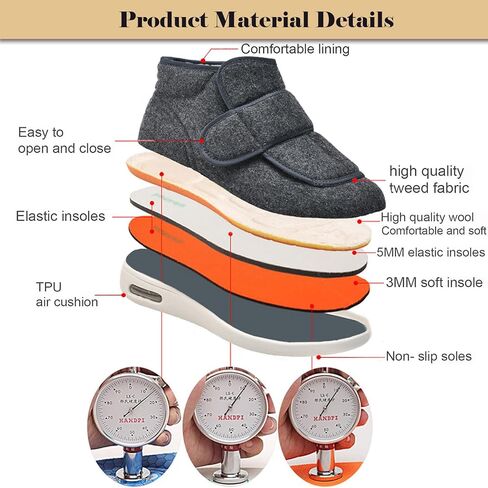 Unisex Swollen Feet Diabetic Edema Shoes, Women's Warm Fur Lined Slip On Snow Boots, Men's Orthopedic Winter Slippers with Adjustable Closures in Saudi Arabia