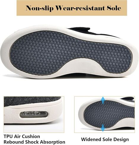 Unisex Swollen Feet Diabetic Edema Shoes, Women's Warm Fur Lined Slip On Snow Boots, Men's Orthopedic Winter Slippers with Adjustable Closures in Saudi Arabia