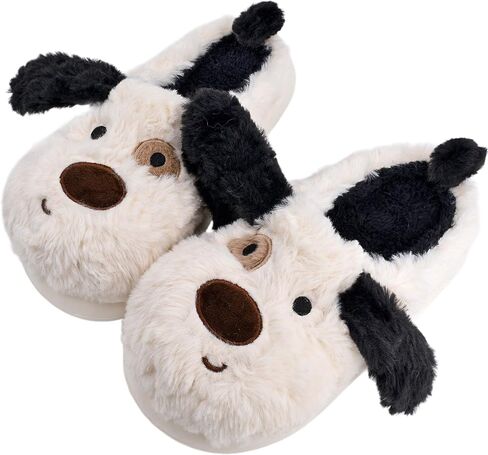 Dog Slippers for Women Men,Fluffy Animal Slippers | Cute Plush Dalmatian Slippers,Funny Cozy Warm Winter Indoor House Slippers,Cartoon Kawaii Puppy Slippers in Saudi Arabia
