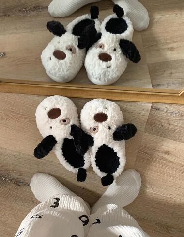 Dog Slippers for Women Men,Fluffy Animal Slippers | Cute Plush Dalmatian Slippers,Funny Cozy Warm Winter Indoor House Slippers,Cartoon Kawaii Puppy Slippers in Saudi Arabia