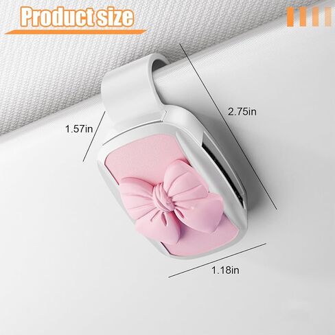 Car Visor Sunglasses Holder, Cute Bow Vehicle Sun Visor Eyeglasses & Ticket Card Hanger Clip, Convenient Auto Sunglasses Organizer for Women Girls, Universal for Truck SUV Sedan (Pink) in Saudi Arabia