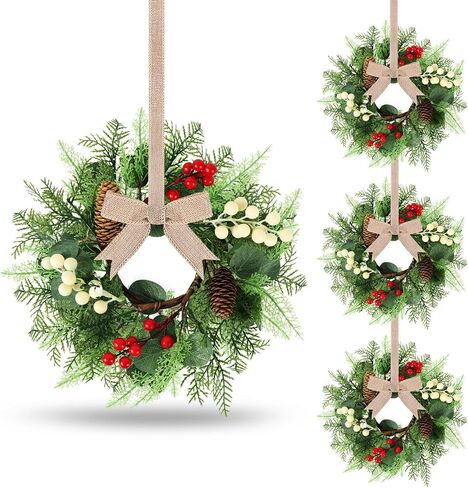 2PCS Patriotic Wreaths for Front Door 22 Inch 4th of July Teardrop Swag with Red White Blue Stars, Bow, Berry Picks, Memorial Day Independence Day Front Door Hanging Ornaments for Home Wall Porch in Kuwait