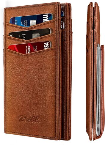 Zitahli Mens Slim Wallet - RFID Blocking Leather Bifold with Magnetic Closure, 12+ Card Capacity ID Window | Money Clip Gifts for Him in Saudi Arabia