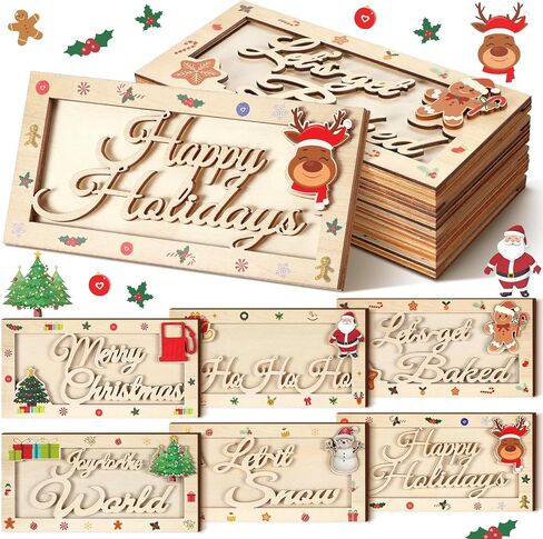 ReliThick 6 Pcs Wooden Christmas Money Holder Xmas Cash Holder Gifts Bulk Christmas Party Favors for College Students Xmas Holiday Party Favors Wood Money Decor in Saudi Arabia