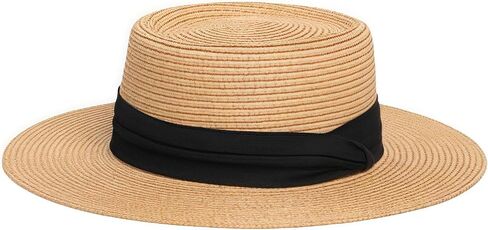 Sun Hat - Foldable Straw Beach Sun Hat for Women UPF40+,Beige Strap Khaki in Kuwait