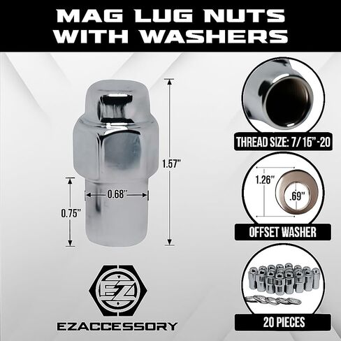 Cragar Standard Mag Lug Nut 1/2"-20 with Offset Washer Set of 20 Pcs in Saudi Arabia