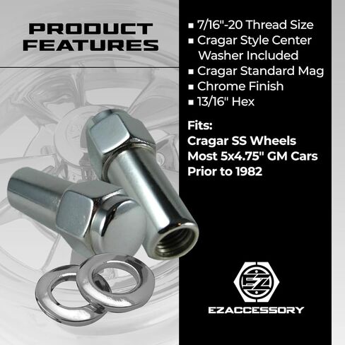 Cragar Standard Mag Lug Nut 1/2"-20 with Offset Washer Set of 20 Pcs in Saudi Arabia