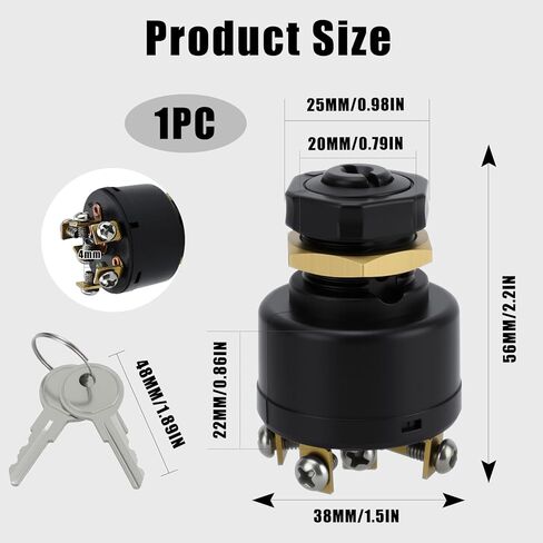 1 حزمة مفتاح تشغيل الإشعال لجونسون Evinrude ادفع إلى الاختناق مفتاح تشغيل الإشعال الداخلي والخارجي، 50-11651 مفتاح الإشعال البحري (أسود) in Kuwait