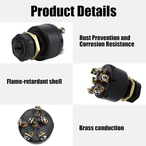 1 حزمة مفتاح تشغيل الإشعال لجونسون Evinrude ادفع إلى الاختناق مفتاح تشغيل الإشعال الداخلي والخارجي، 50-11651 مفتاح الإشعال البحري (أسود) in Kuwait