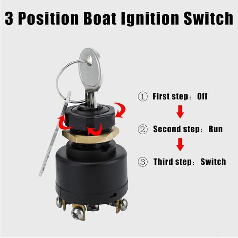 1 حزمة مفتاح تشغيل الإشعال لجونسون Evinrude ادفع إلى الاختناق مفتاح تشغيل الإشعال الداخلي والخارجي، 50-11651 مفتاح الإشعال البحري (أسود) in Kuwait