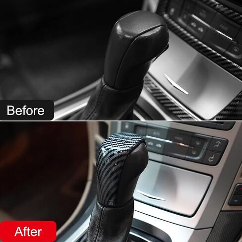 CTH for Cadillac CTS 2008-2013 Center Gear Shift Knob Decorative Cover Trim Car Accessories 1pc (Carbon Fiber Black) in Saudi Arabia