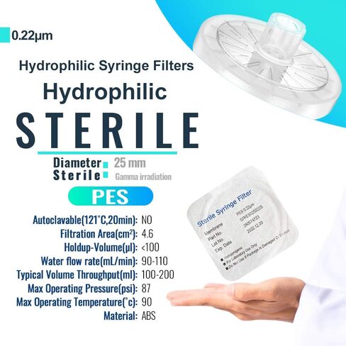 Sterile Syringe Filter, Sterile Individually Packed, PES Membrane 0.22um Pore Size, 13mm Membrane Diameter, Sterile Syringe Filter with Hydrophilic PES Membrane 10 Pcs by Biomed Scientific in Saudi Arabia