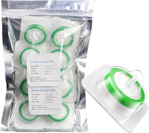 Sterile Syringe Filter, Sterile Individually Packed, PES Membrane 0.22um Pore Size, 13mm Membrane Diameter, Sterile Syringe Filter with Hydrophilic PES Membrane 10 Pcs by Biomed Scientific in Saudi Arabia