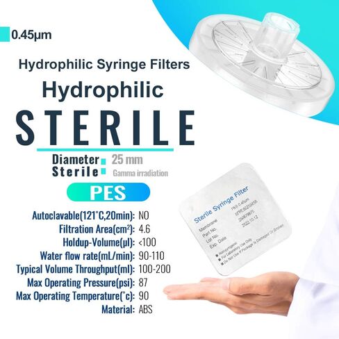 Sterile Syringe Filter, Sterile Individually Packed, PES Membrane 0.22um Pore Size, 13mm Membrane Diameter, Sterile Syringe Filter with Hydrophilic PES Membrane 10 Pcs by Biomed Scientific in Saudi Arabia