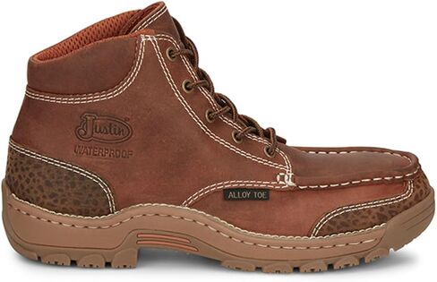 حذاء عمل Justin للرجال مقاس 5 بوصات Corbett Lace-Up Moc مقاوم للماء ومقدمة معدنية - Se253 in Saudi Arabia