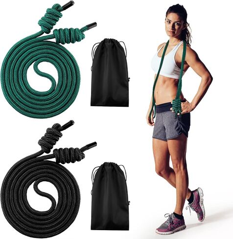 lewtemi 2 Pcs Flow Exercise Rope for Fitness Flow Double Braid Workout Rope with Cloth Bags Adjustable Length Jump Ropes for Working out Men Women Gym Training Indoor Outdoor, 9 ft(Red, Black) in Saudi Arabia