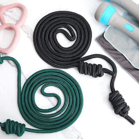 lewtemi 2 Pcs Flow Exercise Rope for Fitness Flow Double Braid Workout Rope with Cloth Bags Adjustable Length Jump Ropes for Working out Men Women Gym Training Indoor Outdoor, 9 ft(Red, Black) in Saudi Arabia