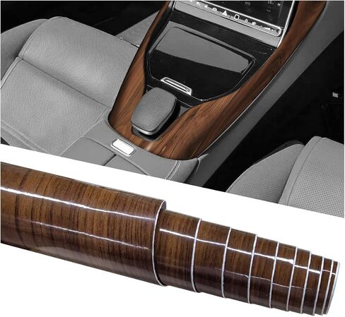 High Glossy Wood Grain Wrap Sticker Decal for Car, Vinyl Waterproof Automotive Interior Decorative Sticker, Self Adhesive Stretchable Vehicle DIY Film Wrap Accessories (9455) in Saudi Arabia