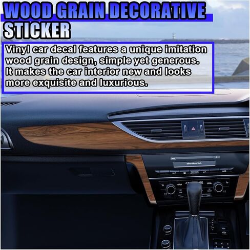 High Glossy Wood Grain Wrap Sticker Decal for Car, Vinyl Waterproof Automotive Interior Decorative Sticker, Self Adhesive Stretchable Vehicle DIY Film Wrap Accessories (9455) in Saudi Arabia