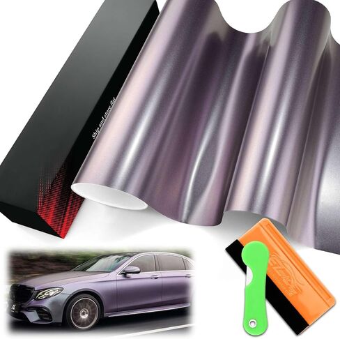 1FTx5FT PET Pearl Metallic Carpi Gray Purple Vinyl Wrap Auto Car Sticker Decal Film Sheet Bubble Free Air Release Technology with Tool Set in Saudi Arabia