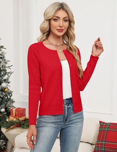 Ivicoer Women's Long Sleeve Cardigan Button Up Cardigan Crew Neck Cable Knit Sweater Trendy Fall Outfits 2025 in Saudi Arabia