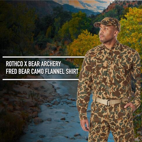 قميص Rothco X Bear Archery Fred Bear Camo Flannel - سترة صيد مريحة ودافئة للاستخدام في الهواء الطلق in Saudi Arabia