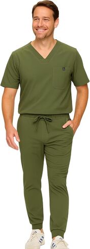 M&M SCRUBS Men's Jogger Scrub Set – Luxe Stretch Medical Uniform, V-Neck Scrubs Top & Jogger Pants in Saudi Arabia