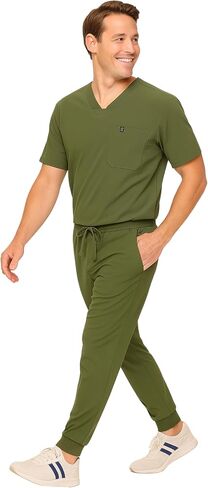 M&M SCRUBS Men's Jogger Scrub Set – Luxe Stretch Medical Uniform, V-Neck Scrubs Top & Jogger Pants in Saudi Arabia