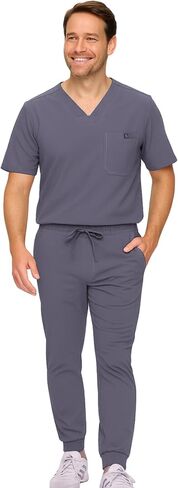 M&M SCRUBS Men's Jogger Scrub Set – Luxe Stretch Medical Uniform, V-Neck Scrubs Top & Jogger Pants in Saudi Arabia