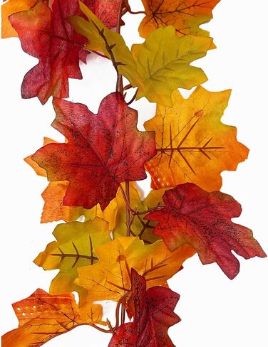 4 Pack Fall Garland Maple Leaf, 26.24Ft Hanging Thanksgiving Decor Artificial Autumn Garland for Wedding Home Fireplace Party Autumn Decoration in Kuwait