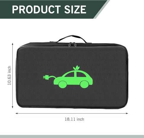 Car Tools Cable Bag, Waterproof Electric Vehicle Charging Cable Organizer Bag, Portable EV Charging Cable Bags, Storage & Organizer for Jumper Cables, Universal for Cars Trucks (Rectangle) in Saudi Arabia