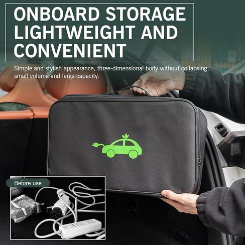 Car Tools Cable Bag, Waterproof Electric Vehicle Charging Cable Organizer Bag, Portable EV Charging Cable Bags, Storage & Organizer for Jumper Cables, Universal for Cars Trucks (Rectangle) in Saudi Arabia