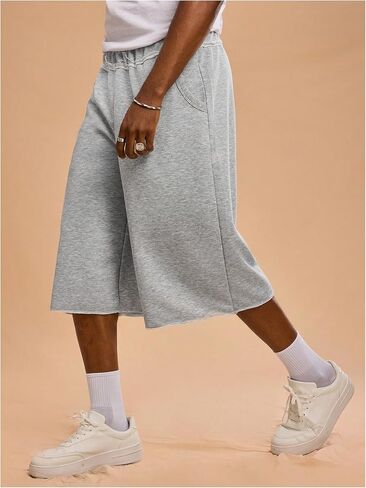 Verdusa Men's Hip Hop Wide Leg Baggy Shorts High Rise Casual Shorts with Pockets in Saudi Arabia