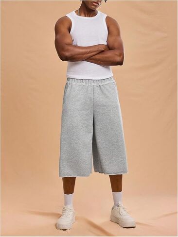 Verdusa Men's Hip Hop Wide Leg Baggy Shorts High Rise Casual Shorts with Pockets in Saudi Arabia