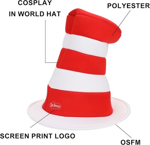 Cat in The Hat Striped Hat Poly Foam Novelty Hat Cosplay in Saudi Arabia