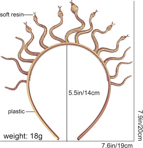 Eioi & Lmnm Greek Medusa Snake Headband for Women, Medusa Snake Hair Headpiece, Gorgon Headdress, Halloween Hair Accessory in Kuwait