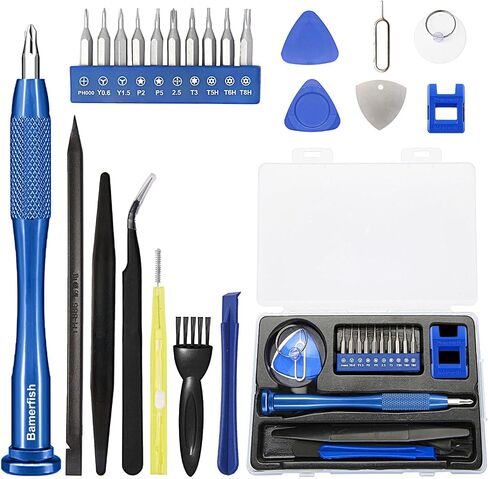 طقم مفك براغي دقيق 34 قطعة، طقم تنظيف أدوات إصلاح لهاتف iPhone 5 6 6S 7 8 X XS XR SE 11 12 13 mini 14 15 Plus Pro Max، ipad، MacBook، الكمبيوتر المحمول، Switch، الكاميرا، وحدة التحكم في الألعاب، والساعة، والهواتف المحمولة المحمولة، إلخ in Saudi Arabia