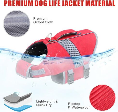 mosucoirl الكلب سترة النجاة عالية التعويم، القرش الكلب المنقذ يطفو معطف وضوح عالية عاكسة سلامة الحيوانات الأليفة سترة المايوه الصغيرة المتوسطة الكبيرة الكلب الحياة سترة للسباحة القوارب وركوب الأمواج والتجديف in Kuwait