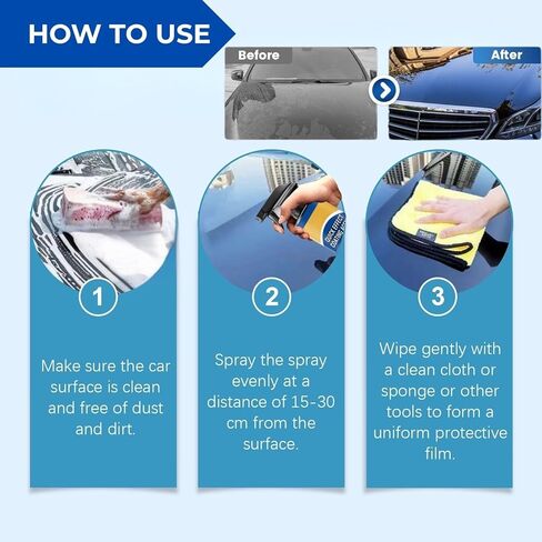 قطعتان من رذاذ طلاء السيارة، رذاذ عامل طلاء سريع المفعول متعدد الوظائف للسيارة، بخاخ تلميع شمع خدش السيارة، منظف زجاجي مستحلب للفيلم الزيتي، شمع غسيل بدون ماء in Kuwait