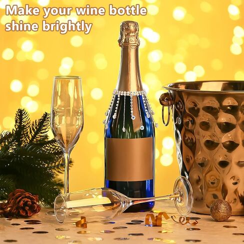 OLYCRAFT 4Pcs Silver Wine Bottle Rhinestone Jewel Tassel 4.7 Inch Brass Wine Bottle Pendant Veil Champagne Bottles Decorative Charms Rhinestone Tassel for Party Bottle Wedding Champagne Decorations in Saudi Arabia