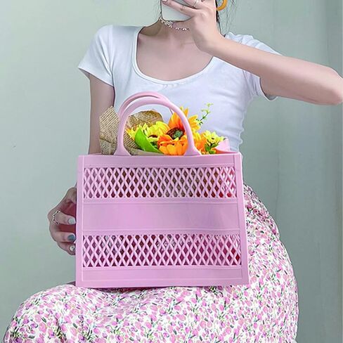 جيلي حمل حقيبة سلة بلاستيكية المحفظة، زهرة حمل حقيبة الجمالية، حقيبة هدية للأطفال والفتيات والنساء in Kuwait